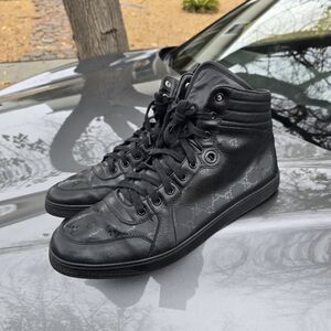 Gucci Imprime Gg Monogram Black High-Top Leather Sneakers